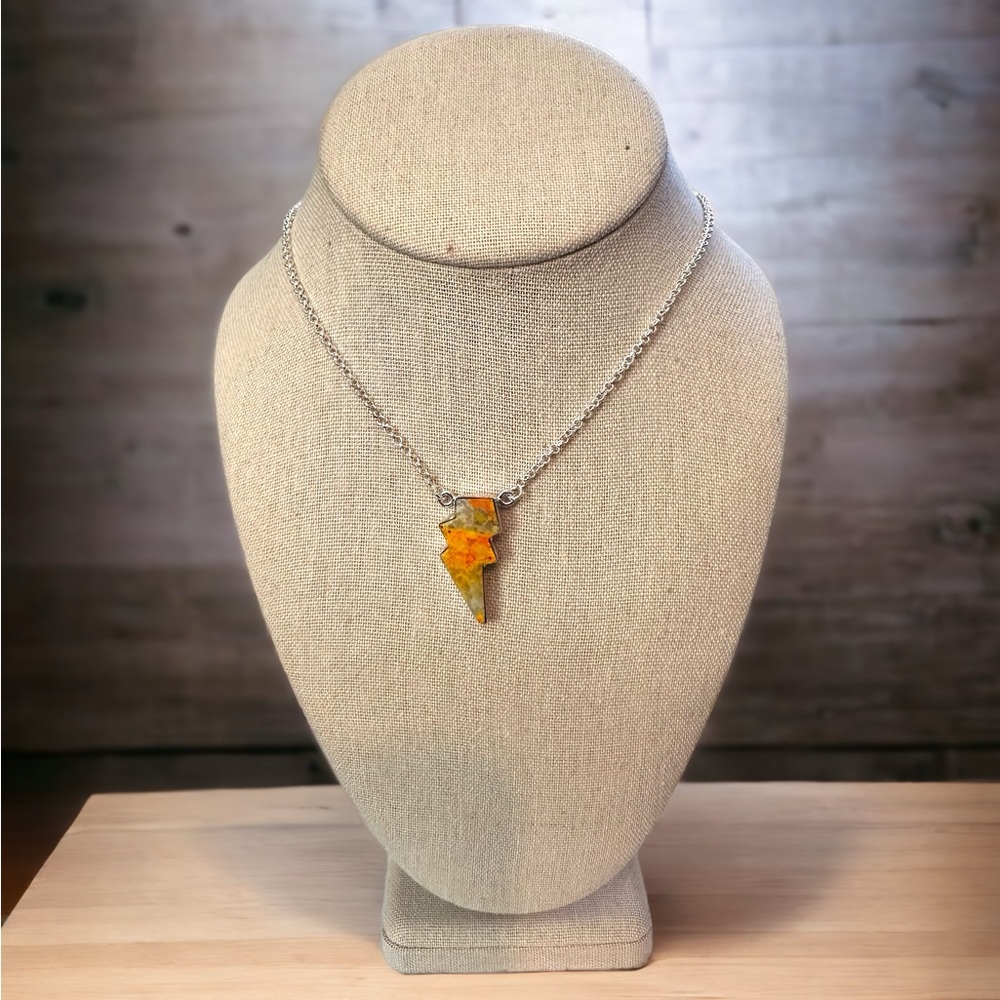 Bumblebee Jasper Lightning Rod Sterling Silver Necklace